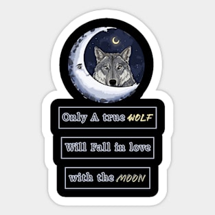 Wolf and Moon Sticker